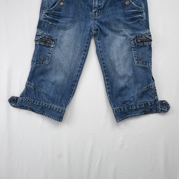 Jezebell Knee-Length Denim Shorts Sz 1 Y2k Punk Grunge 100% Cotton Metal Retro - Picture 3 of 15
